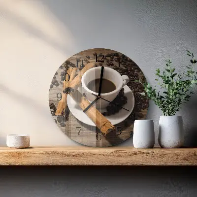 Ceas perete din sticlă rotund Cafea cu scorțișoară