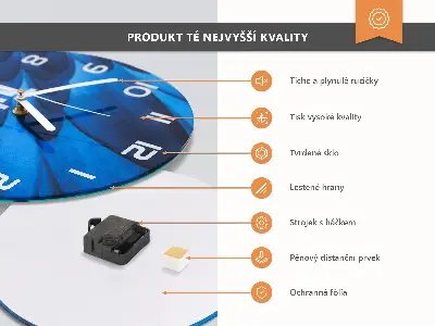 Ceas perete din sticlă rotund Fructe