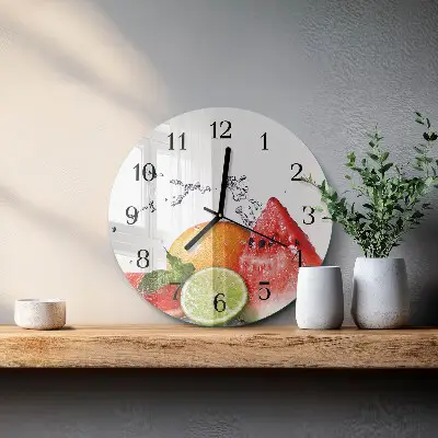 Ceas perete din sticlă rotund Fructe
