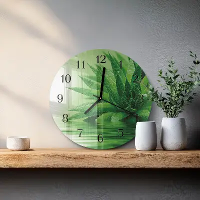 Ceas perete din sticlă rotund Aloe