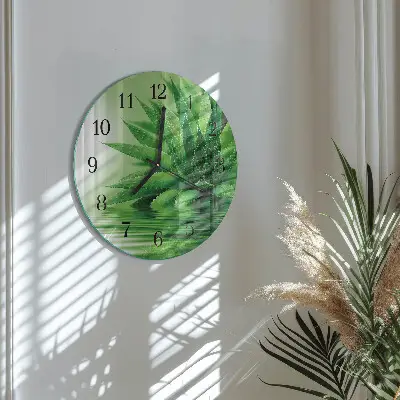 Ceas perete din sticlă rotund Aloe