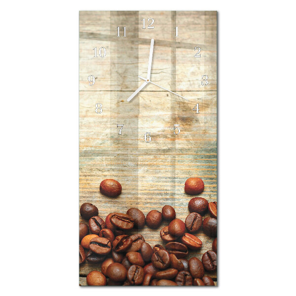 Ceas de sticlă pe perete vertical Lemn cu boabe de cafea