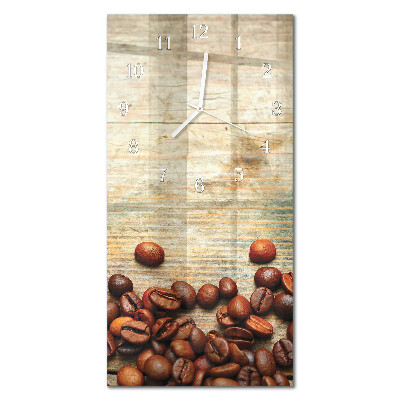 Ceas de sticlă pe perete vertical Lemn cu boabe de cafea