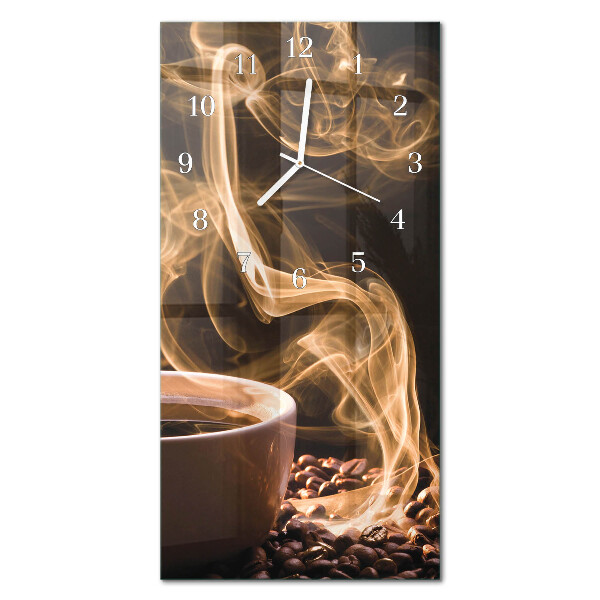 Ceas de sticlă pe perete vertical O ceașcă de cafea