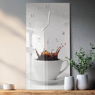Ceas de sticlă pe perete vertical Cafea