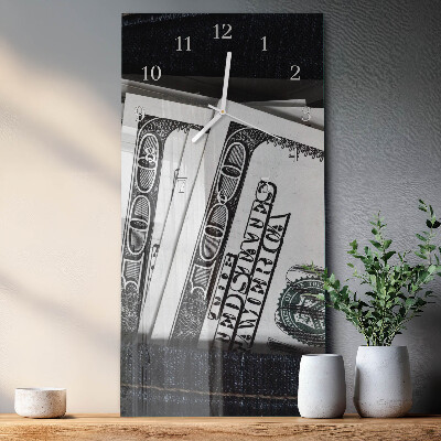 Ceas de sticlă pe perete vertical Bancnote