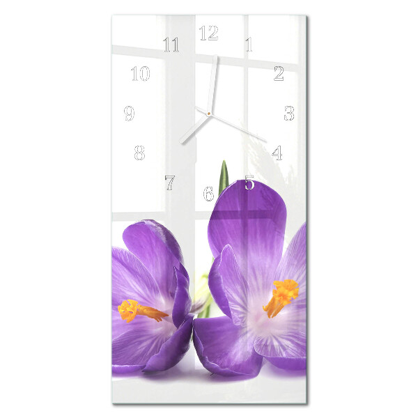 Ceas de sticlă pe perete vertical Floare