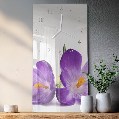 Ceas de sticlă pe perete vertical Floare