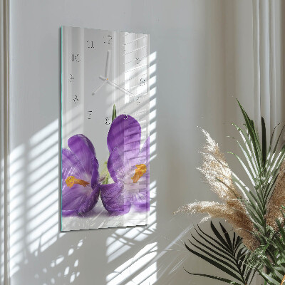 Ceas de sticlă pe perete vertical Floare
