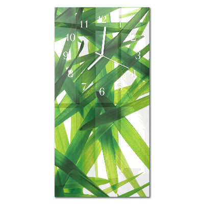 Ceas de sticlă pe perete vertical Frunze de plantă