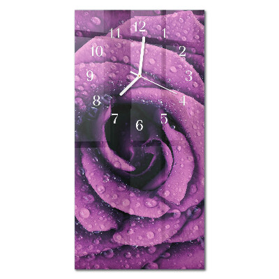 Ceas de sticlă pe perete vertical Trandafir