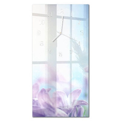 Ceas de sticlă pe perete vertical Violet