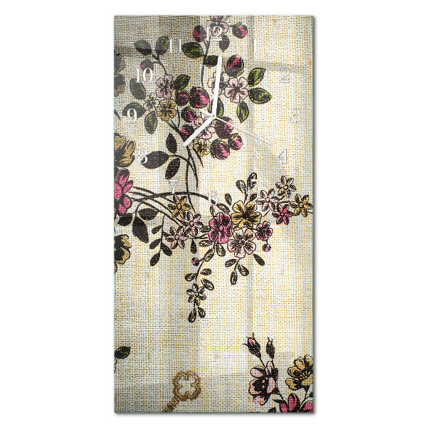 Ceas de sticlă pe perete vertical Model floral