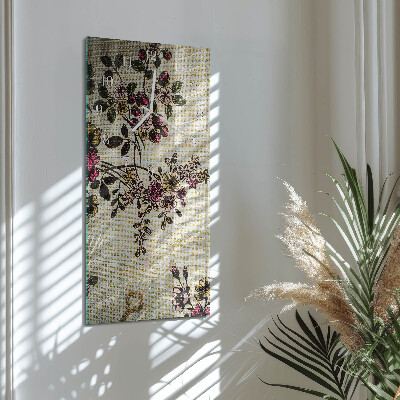 Ceas de sticlă pe perete vertical Model floral