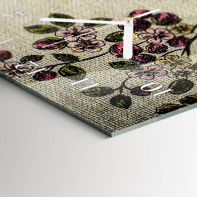 Ceas de sticlă pe perete vertical Model floral