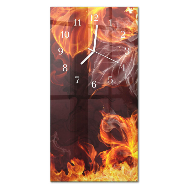Ceas de sticlă pe perete vertical Flori de foc