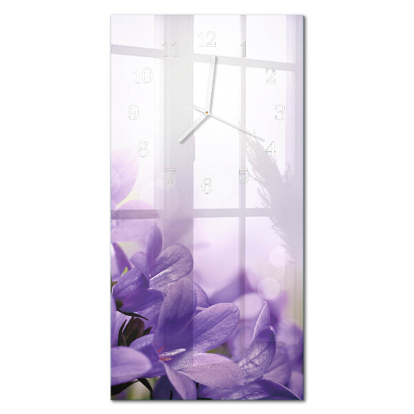 Ceas de sticlă pe perete vertical Floare