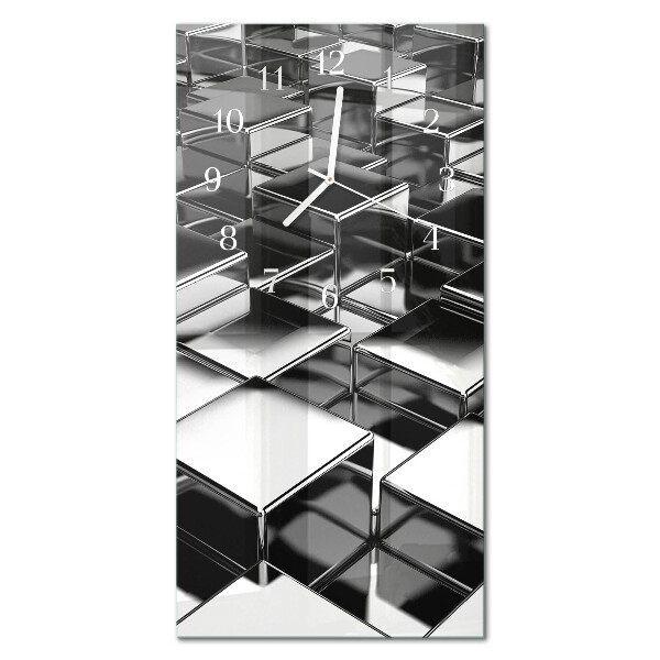 Ceas de sticlă pe perete vertical Cuburi metalice