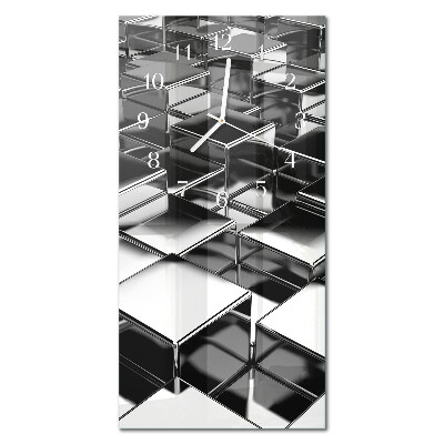 Ceas de sticlă pe perete vertical Cuburi metalice