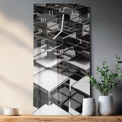 Ceas de sticlă pe perete vertical Cuburi metalice