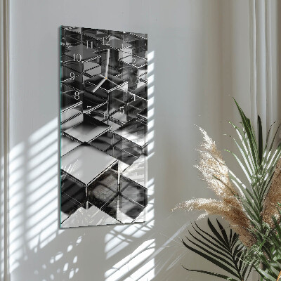 Ceas de sticlă pe perete vertical Cuburi metalice