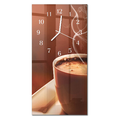 Ceas de sticlă pe perete vertical Cafea