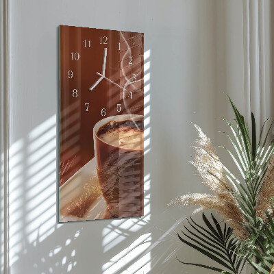 Ceas de sticlă pe perete vertical Cafea