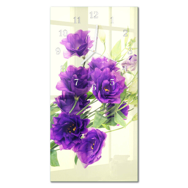 Ceas de sticlă pe perete vertical Flori