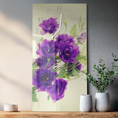 Ceas de sticlă pe perete vertical Flori