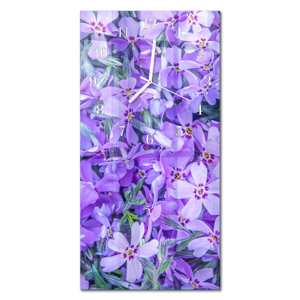 Ceas de sticlă pe perete vertical Flori