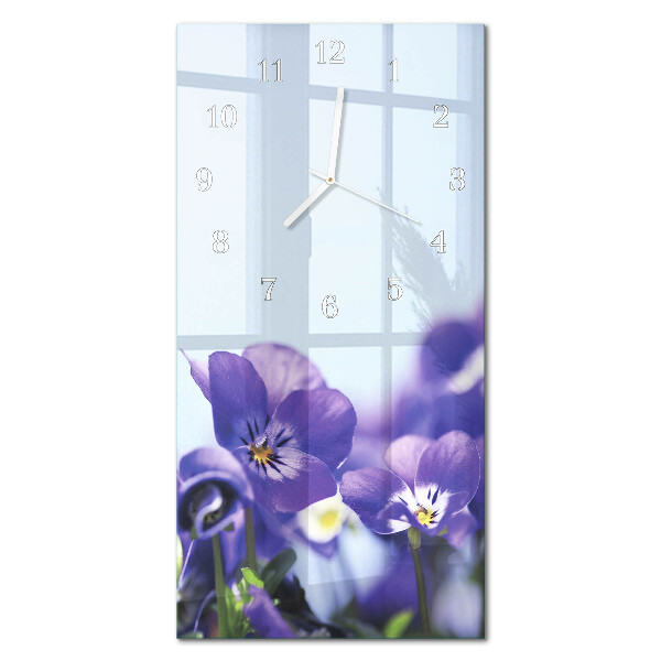 Ceas de sticlă pe perete vertical Flori