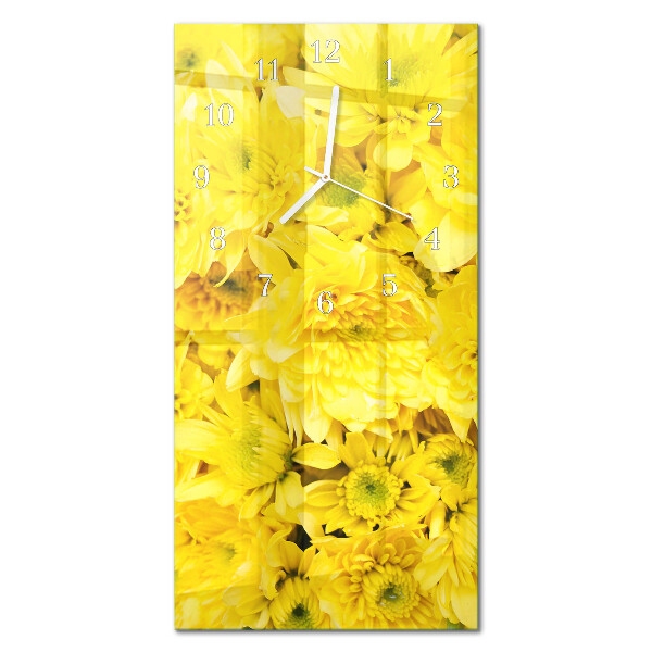 Ceas de sticlă pe perete vertical Flori