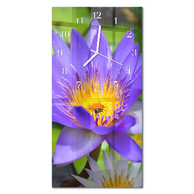 Ceas de sticlă pe perete vertical Floare