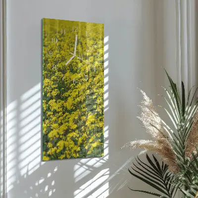 Ceas de sticlă pe perete vertical Câmp de flori