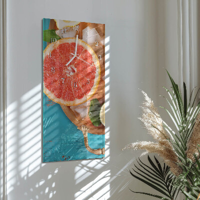 Ceas de sticlă pe perete vertical Grapefruit