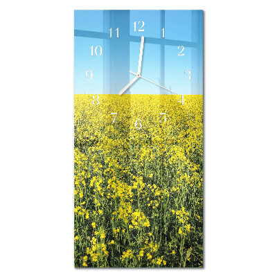 Ceas de sticlă pe perete vertical Câmp de flori