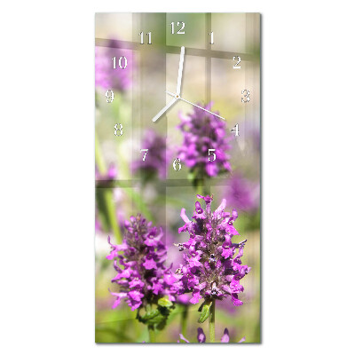 Ceas de sticlă pe perete vertical Flori