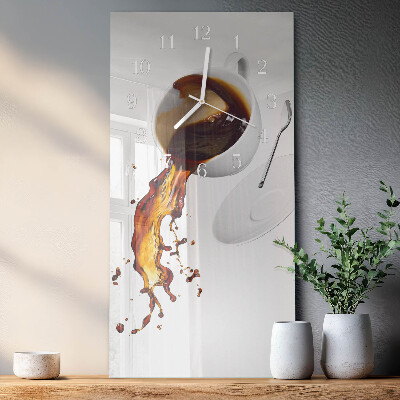 Ceas de sticlă pe perete vertical Cafea