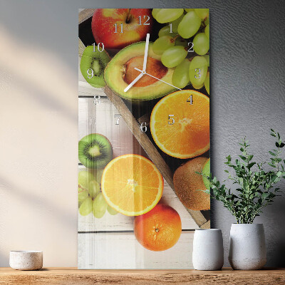 Ceas de sticlă pe perete vertical Fructe