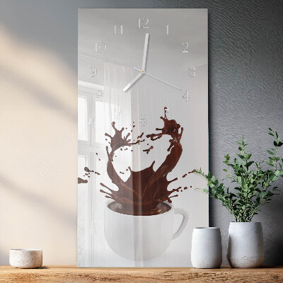 Ceas de sticlă pe perete vertical Cafea