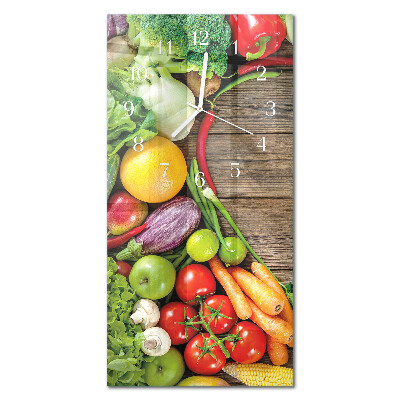 Ceas de sticlă pe perete vertical Legume