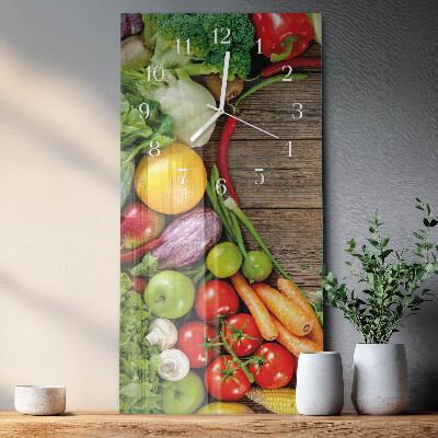 Ceas de sticlă pe perete vertical Legume