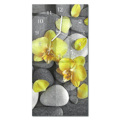 Ceas de sticlă pe perete vertical Piatră de flori