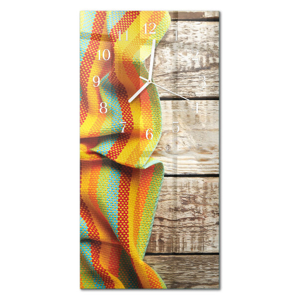 Ceas de sticlă pe perete vertical Material textil din lemn