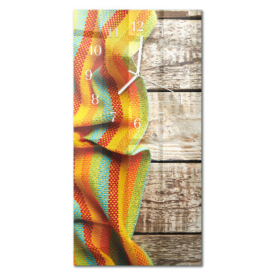 Ceas de sticlă pe perete vertical Material textil din lemn