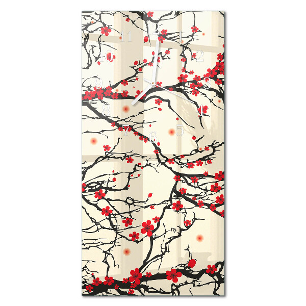 Ceas de sticlă pe perete vertical Model floral
