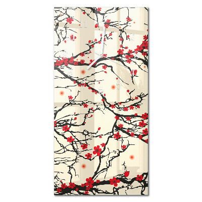 Ceas de sticlă pe perete vertical Model floral