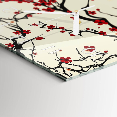 Ceas de sticlă pe perete vertical Model floral