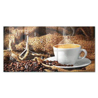 Ceas perete din sticlă orizontale boabe de cafea