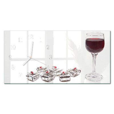 Ceas de sticlă pe perete orizontale Pahar de vin